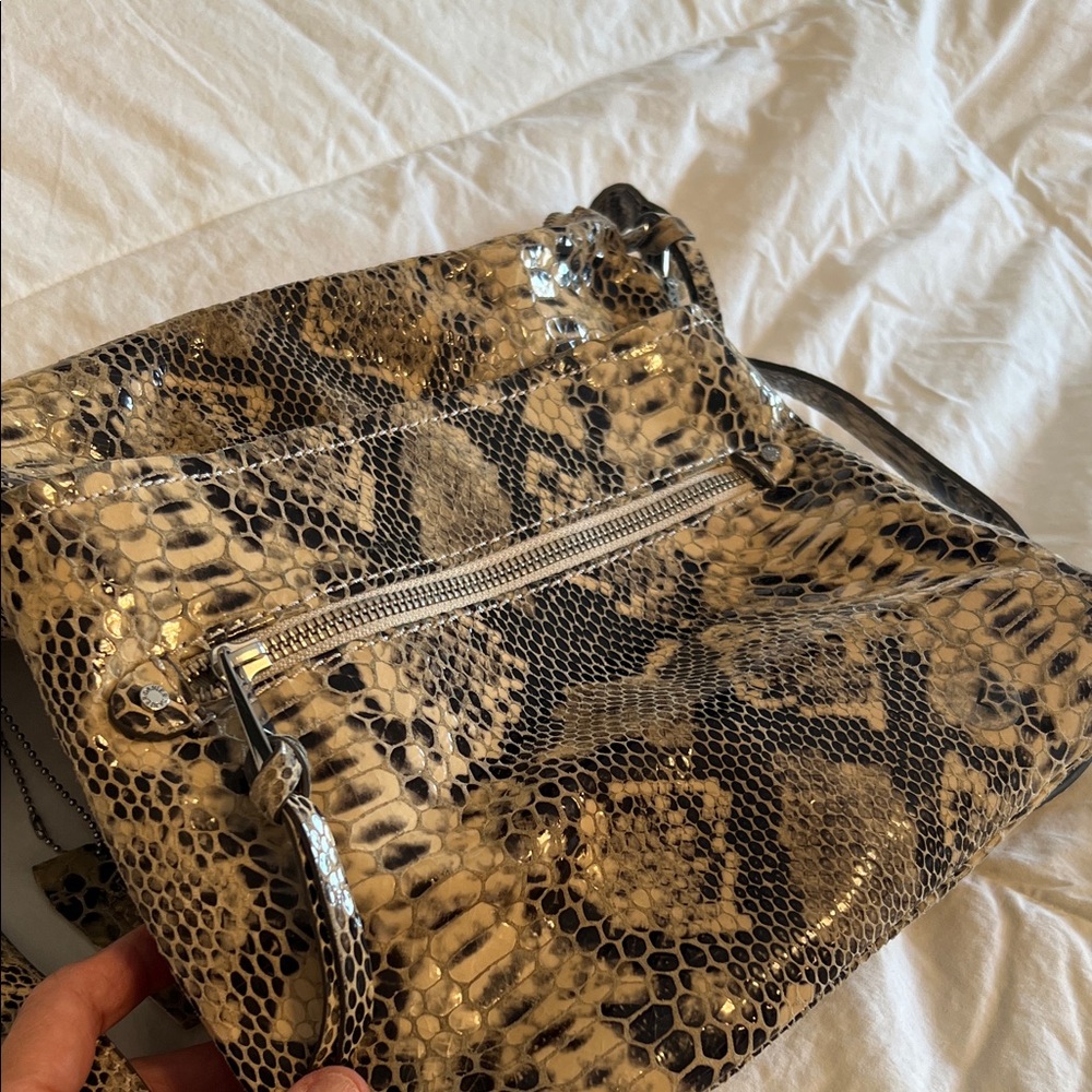 Danier Python Pattern Crossbody Bag - Black and Tan - Picture 12 of 13